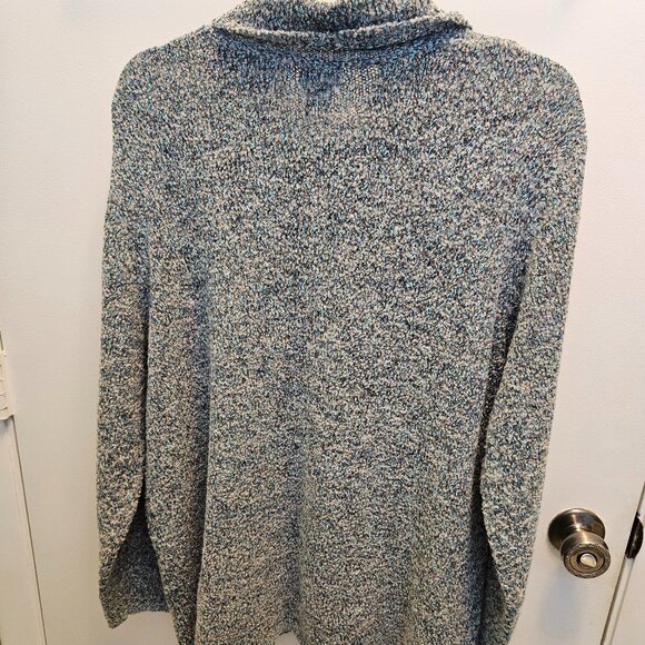 Size 2X Sigrid Olsen Blue and Gray Marled Sweater - Picture 3 of 5